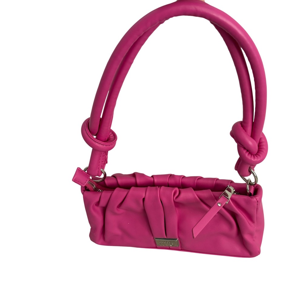 Madden NYC Hot Pink Ruched Shoulder Bag Knotted Handle Y2K Style Purse
